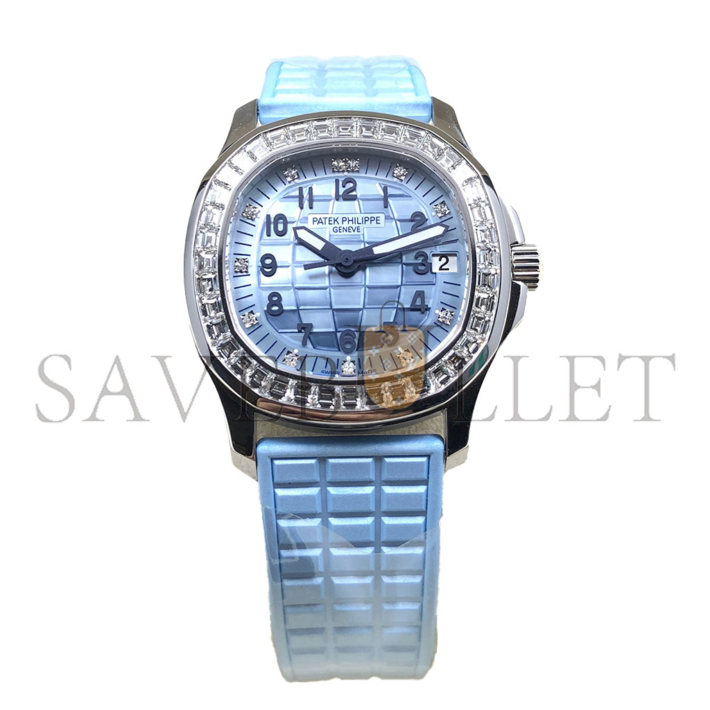 PATEK PHILIPPE AQUANAUT 18CT WHITE GOLD BLUE MOP WATCH 5072G-001